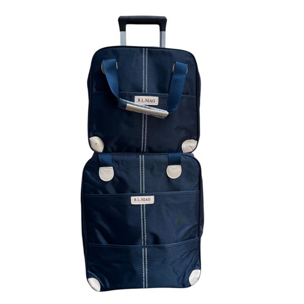 Oxford Cloth Two-Piece Travel Trolley Bag with Toiletry Bag---Black