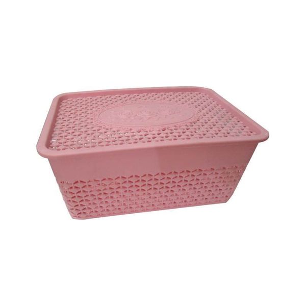 Pink Storage Baskets with Lids x 3