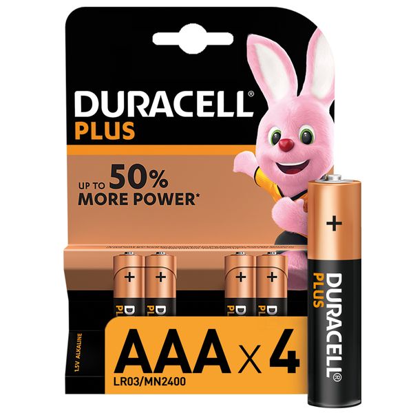 Duracell Plus AAA Alkaline Batteries, 1.5V LR03 MN2400 - 4 pack