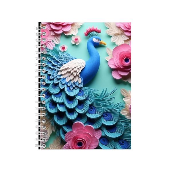 Peacock White Pink And Blue Flowers Notebook Gift Idea A4 Notepad Pad 105