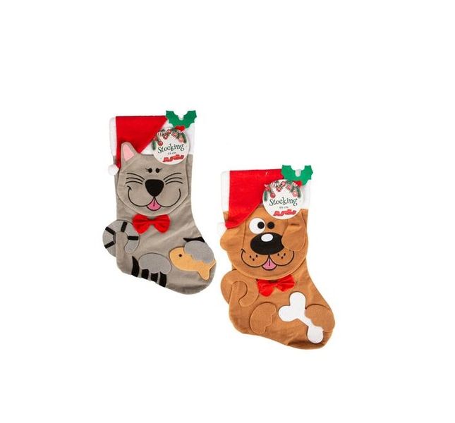 2 Piece Pet Christmas Stocking 44cm - 8 Pack