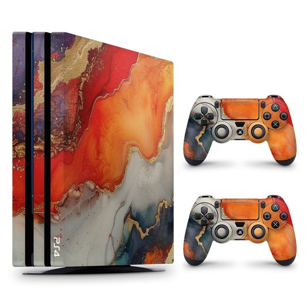 Decal Skin Compatible with PS4 Pro - Vivid Marble Burst Gold (Decal Only)