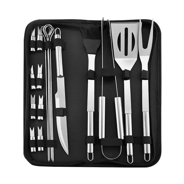20 Pieces Stainless Steel Braai &amp; Grill Tool Set with Case