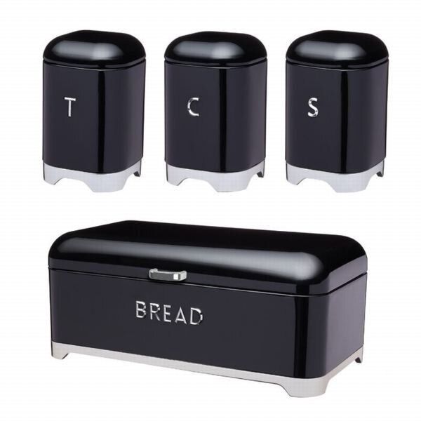 Bread Bin & Canister Set 4pc Black Shop Today. Get it Tomorrow