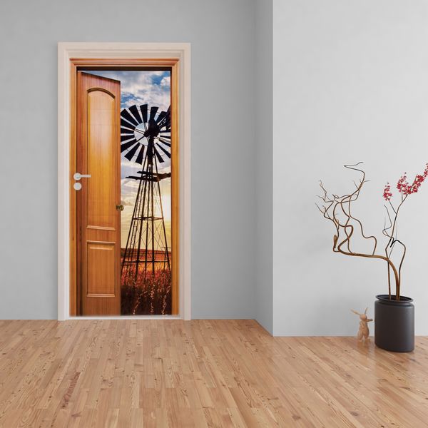 Decoupage Tear Resistant Transfers - Windmill Sunrise View Door