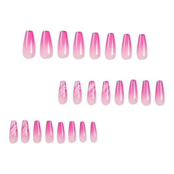 24pcs Pink &amp; Mlik Ombre Style Press On Nails
