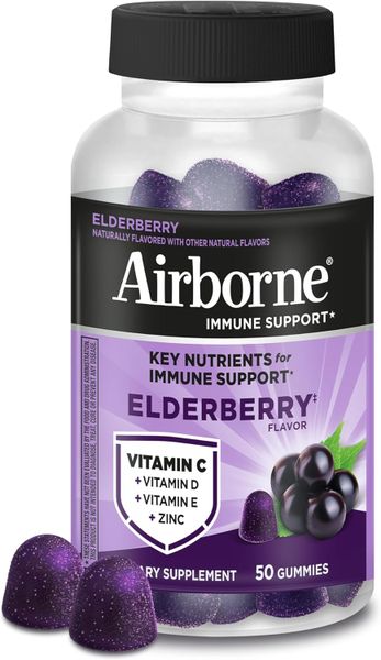 Airborne Immune Support Gummies For Adults - Elderberry Flavor, 50 Gummies