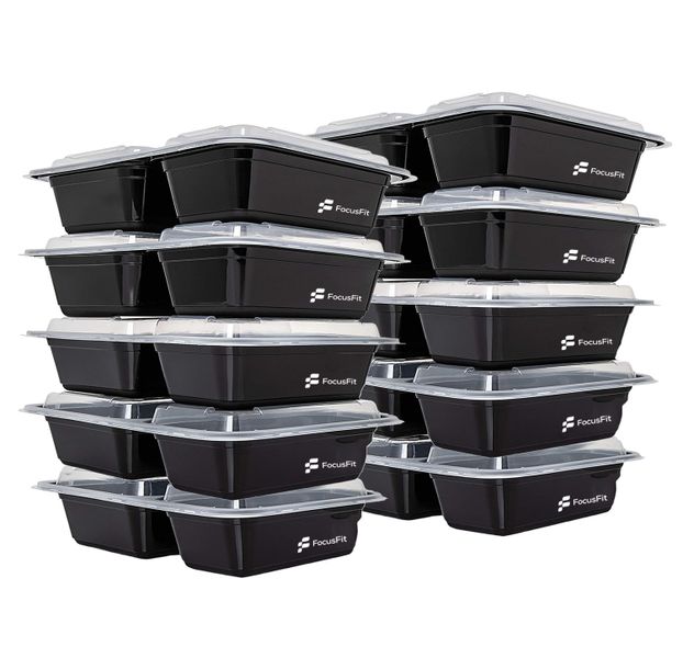 FocusFit 2 Compartment Extra Strong 700 Micron Meal Prep Containers 10 Pcs