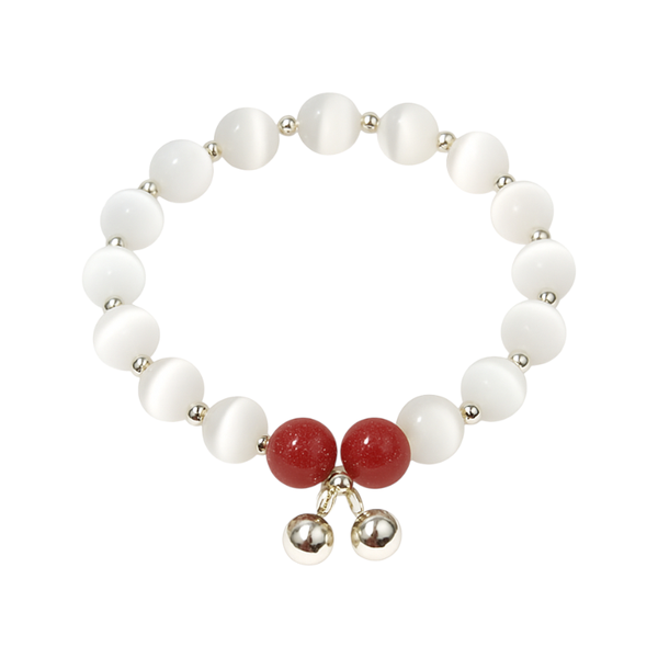 Cherry Glow Frosted Glass Bead Bracelet - Red