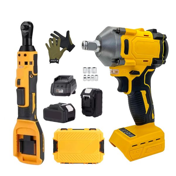 Box End 1/2 inch Impact Wrench &amp; 90 Degree Cordless Ratchet, Case &amp; Gloves
