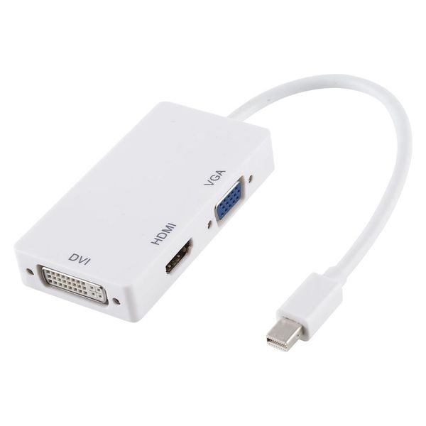 3 In 1 Thunderbolt Mini DP Male To HDMI DVI VGA Female Adapter Converter