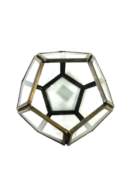Geometric Glass Candle Holder for Home Décor - Old Gold Finished