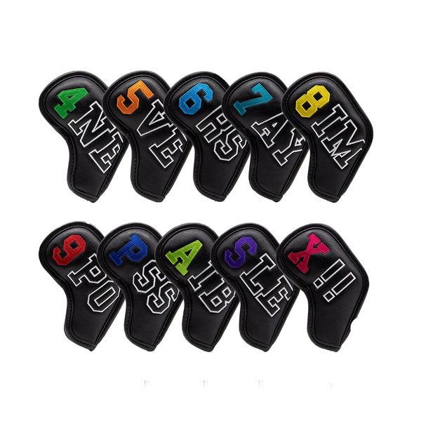 10 Piece PU Leather Golf Club Protector Golf Iron Head Covers