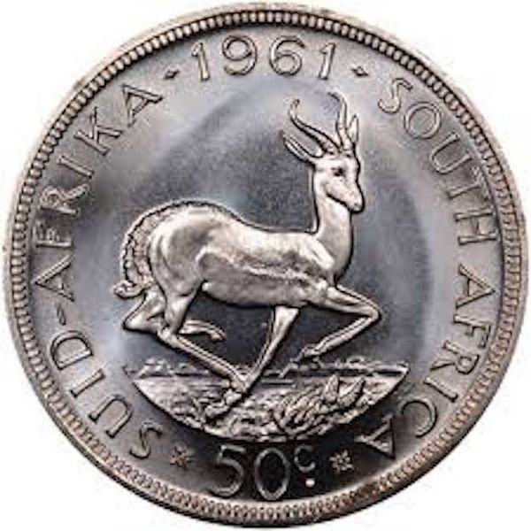 1961 South Africa Large 50 Cents Silver Coin