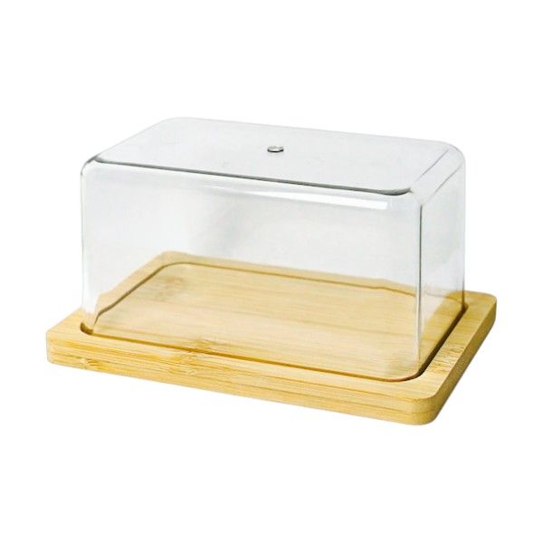 Minimnalist Bamboo Butter Dish With Transparent Acrylic Lid