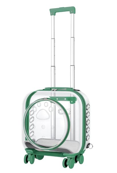 Transparent Hard Shell Pet Carrier with Wheels