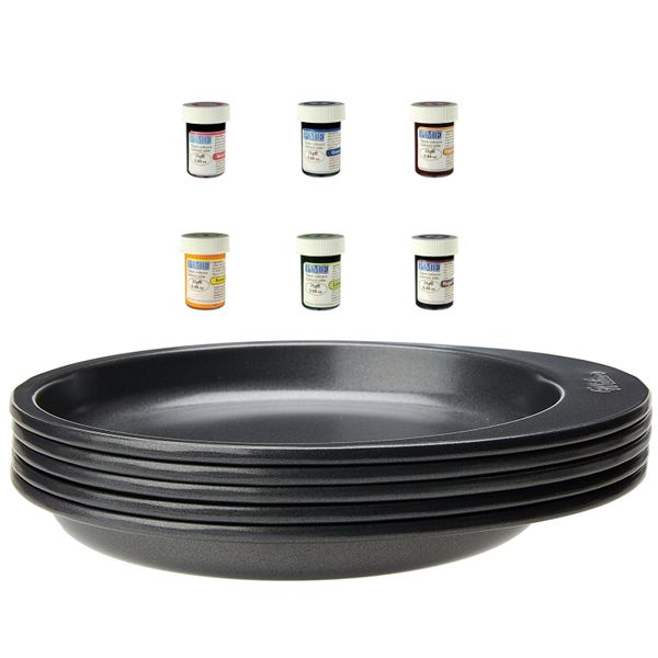 Wilton 6 inch 5 layer Cake Pan - with Set of 6 Rainbow PME Paste Colour