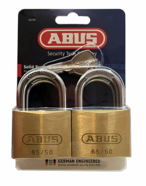 Brass Padlock 50mm 4 Pack KA Blister