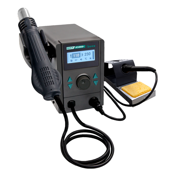 QUICK 8586D+ Soldering Station 2 in1 With Hot Air Gun &amp; LCD Display