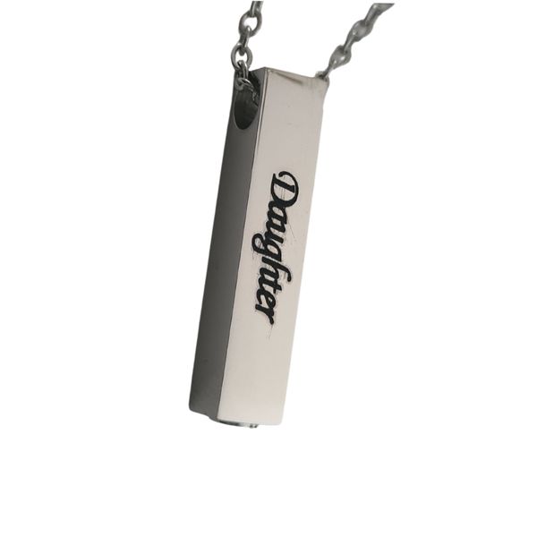 Daughter Memorial Pendant &amp; Chain - Stainless Steel Cremation Jewellery