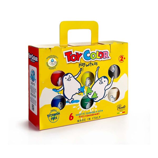 Toy Color - Superwashable &amp; Non-Toxic Fingerpaint for Kids - 6 x 50ml Pots