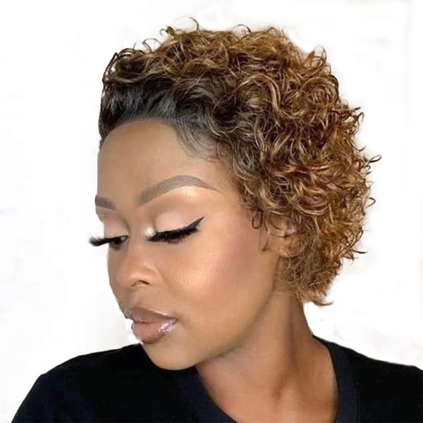 Ombre Blonde Curly Frontal Pixie