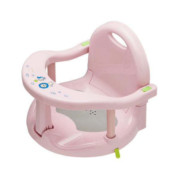 Pink Baby Bath Seat with Non-Slip Silicone, PP Safe Bath Support
