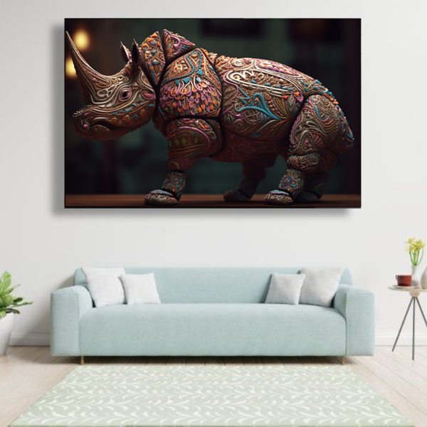 Canvas Wall Art - Intricate Rhino Design - IM0014