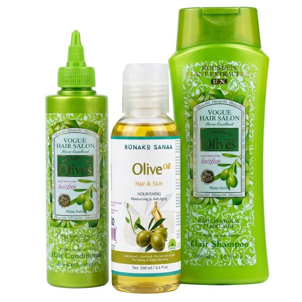 Olive Oil Shampoo, Conditioner and Runako Sanaa Olive Oil