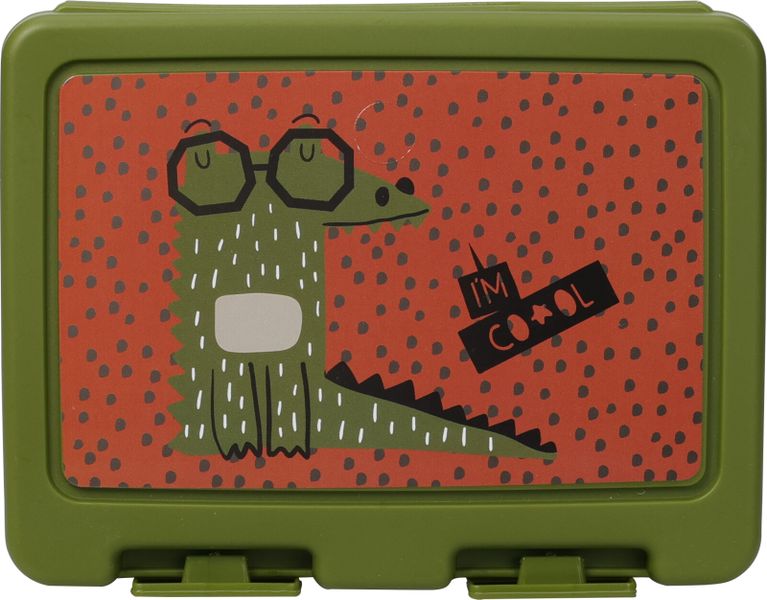 Crocodile Design PP Lunch Box with Spork and Divider - 180×135×75mm