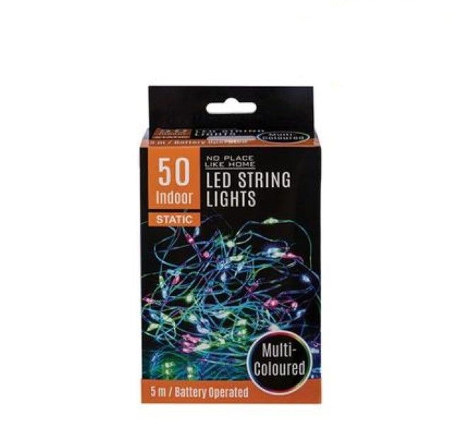 LED String Indoor 5 Metre Fairy Lights - 50 x Multi-Coloured Lights