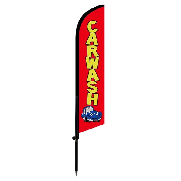 Decor Outdoor Advertising Carwash Sign Flagpole Banner For Shops - 259cm