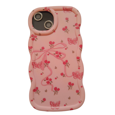 Wavey Pattern Phone Case- Pink Compatible With iPhone 13 Image