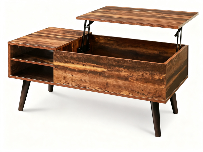 Furnny Lift-Top Coffee Table with Hidden Storage - Brown, Modern Design
