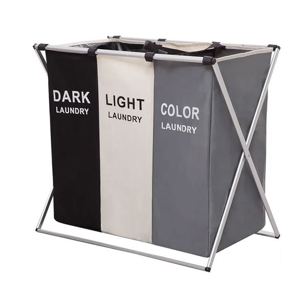 Oxford 3 Color Section Laundry Basket with Novel Design DC-105