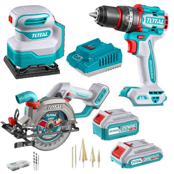 Total Tools - Cordless Impact Drill, Sheet Sander &amp; Circular Saw ComboKit