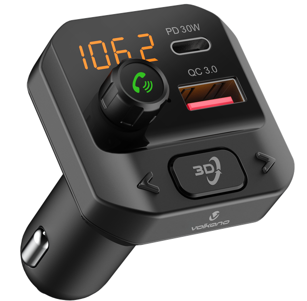 Volkano Bluetooth Car Modulator - FM Transmitter &amp; Dual USB Charger
