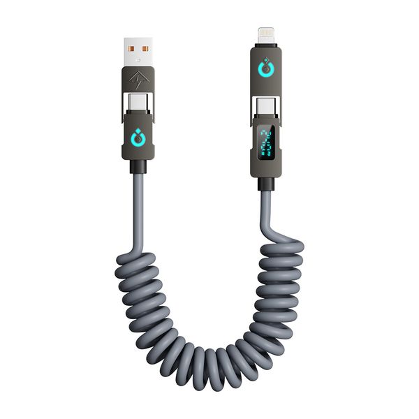 240W Retractable 4 in 1 USB C Fast Charging Cable with LED Display