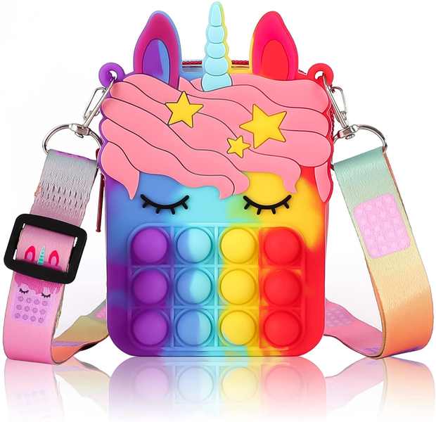 Small Pop Purse, Unicorn Pop Bag for Girl with Unicorn Pop Toy - Red