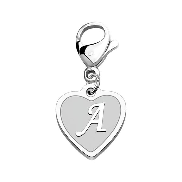 Initial Heart Keyring: Stainless Steel Alphabet Charm