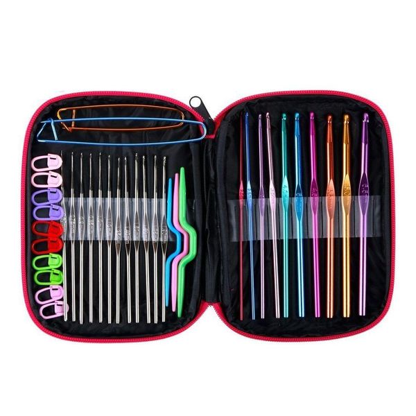 BasicX 100pc Crochet Kit with Aluminum Hooks &amp; Knitting Tools Leather Case