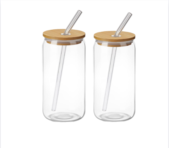 Airtight Wooden Lid and Straw - Pack of 2 - 450ml