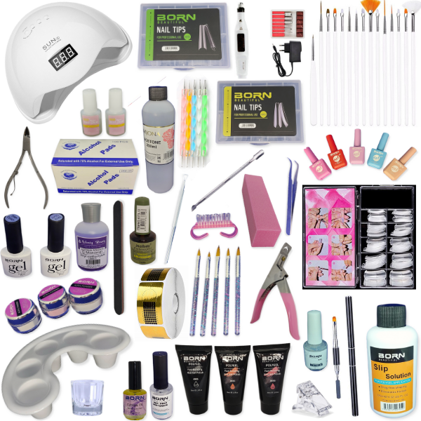 Professional Nail Starter Kit - Gel, Acrylic &amp; Poly Gel 65 Pieces