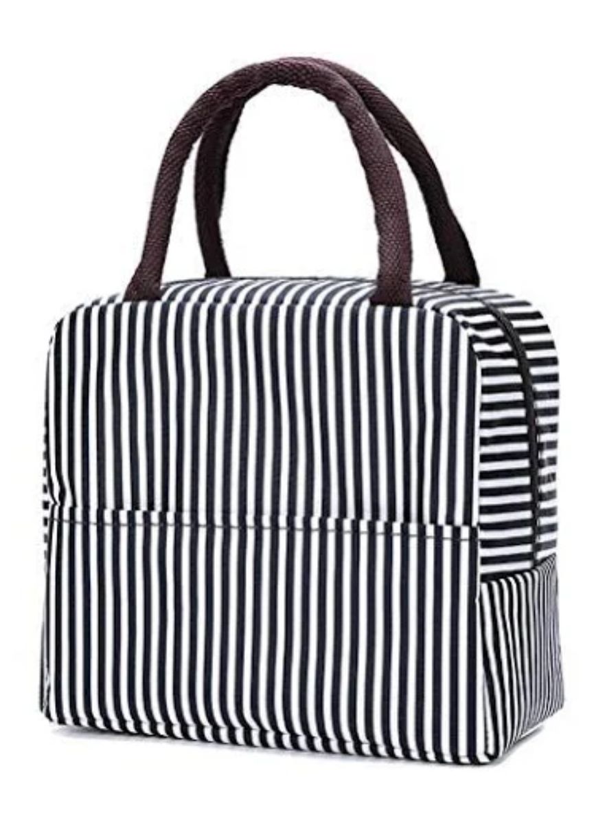 Black and White Striped Foil Insulated Lunch Bag | Buy Online in South ...