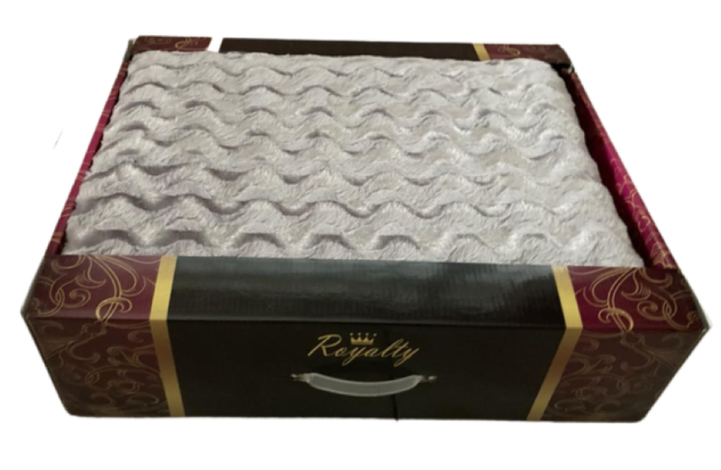 Cottonbox Luxury Wave Pattern Mink Throw - Silver grey