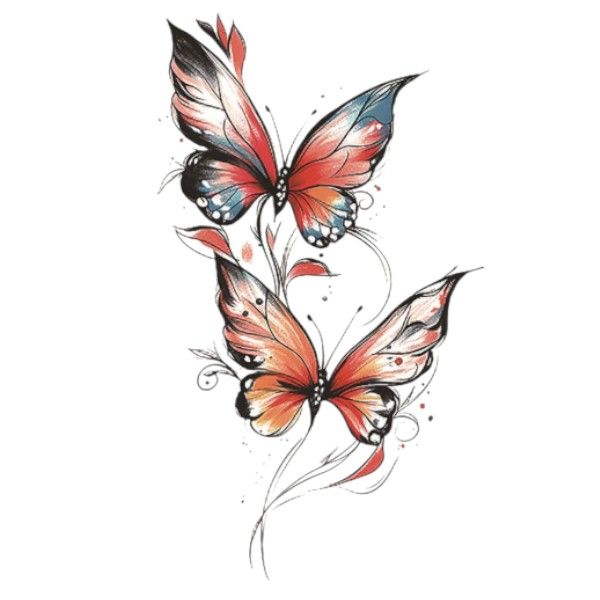 1 Piece - Delicate Wings Butterfly Temporary Tattoo - Multicolor