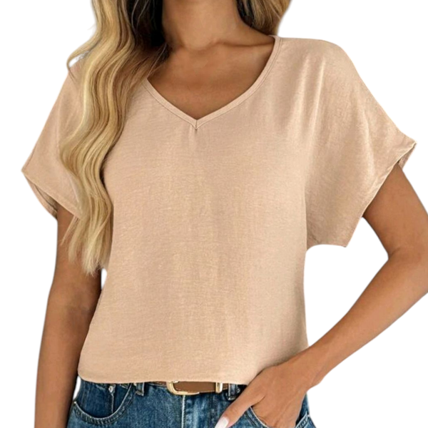 Women's Short Sleeve Blouse - Apricot