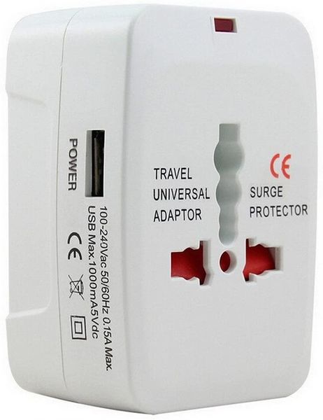All-in-one Universal Travel Adaptor Plug with 1000mA USB