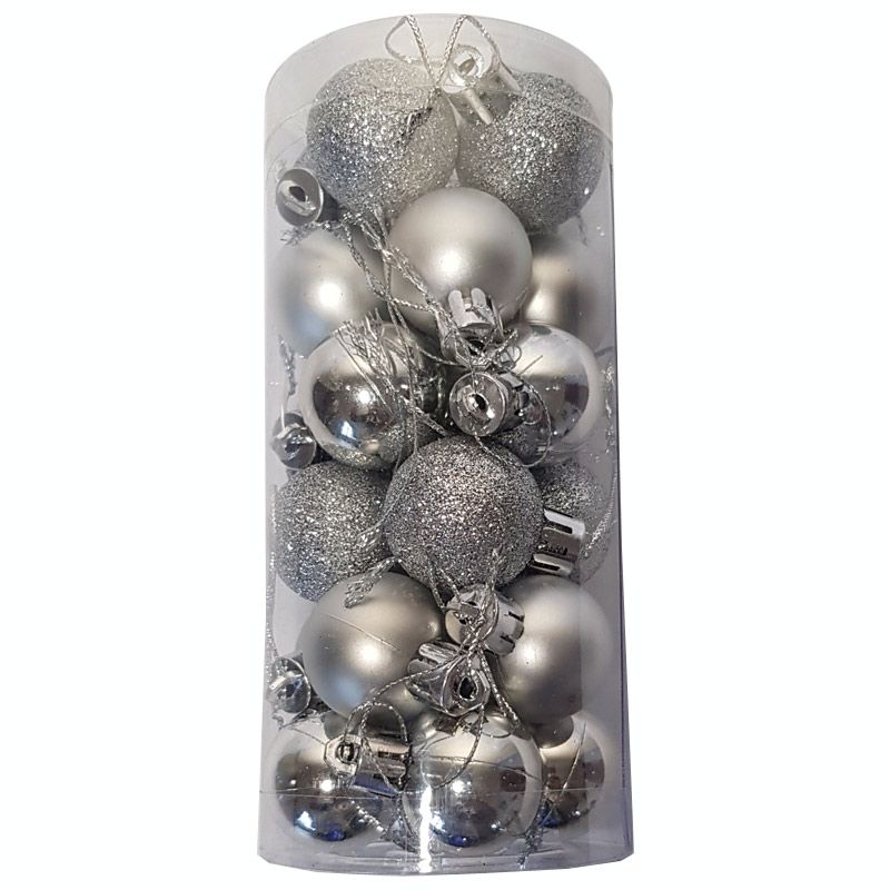 Small Christmas Tree Baubles - Christmas Balls 24 Pack - Silver Tones ...