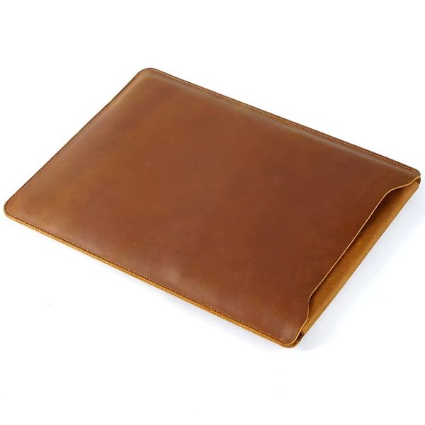 Vintage Style Genuine Cowhide Leather 14" Laptop Sleeve Case